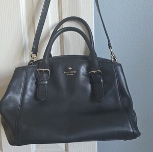 kate spade Black Leather Top-Handle Satchel with Shoulder Strap, With Dust Cover